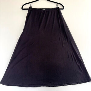 Vintage Vivienne Tam Black Mesh Skirt A-Line Midi Sheer Y2K Designer Size 2